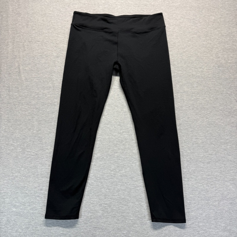 Fabletics Athletic Ankle Leggings Womens 32W Black Logo Workout Training Running